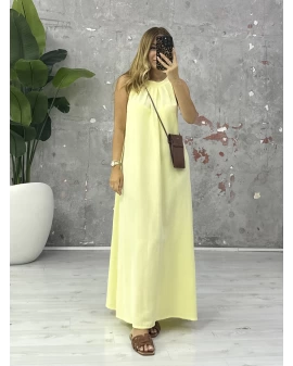 SARI HALTER YAKA ELBİSE