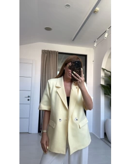 SARI KISA KOLLU BLAZER CEKET