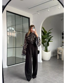 SİYAH BAĞLAMALI ŞİFON BLUZ