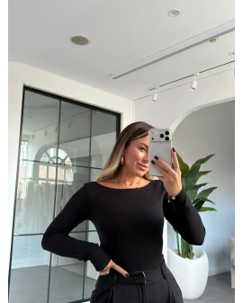 SİYAH DİLVİN KAYIK YAKA BLUZ