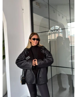 SİYAH İÇİ KÜRKLÜ NUBUK DERİ CEKET