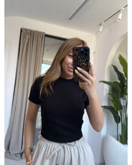 SİYAH MASSİMO CROP T-SHİRT