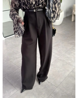 SİYAH PİLELİ İÇTEN PERVAZLI PANTOLON