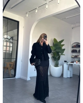 SİYAH PÜSKÜL DETAYLI SÜET CEKET