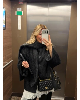 SİYAH ŞAL AKSESUARLI SAKALLI CEKET