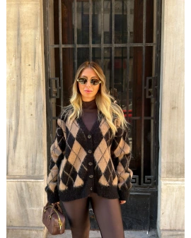 SİYAH VİZON BAKLAVA DESEN HIRKA