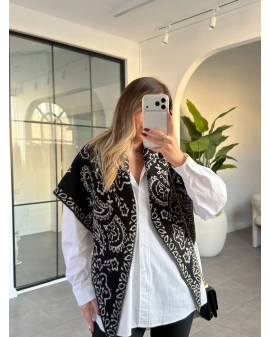 SİYAH VİZON YUMUŞAK DOKULU ÜÇGEN ŞAL