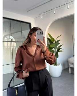 TABA GOLD DÜĞME DETAY SATEN GÖMLEK