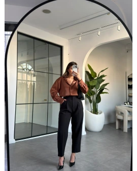 TABA GOLD DÜĞME DETAY SATEN GÖMLEK