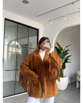 TABA PÜSKÜL DETAYLI SÜET CEKET