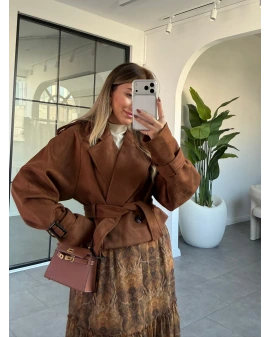 TABA SÜET KISA TRENÇKOT