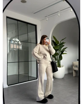 TAŞ BİSİKLET YAKA SAÇ ÖRGÜ TRİKO TAKIM