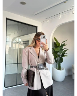 Taş Çift Cepli Kruvaze Yaka Ceket