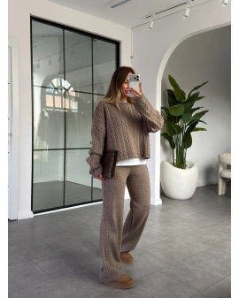 VİZON BİSİKLET YAKA SAÇ ÖRGÜ TRİKO TAKIM