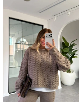 VİZON BİSİKLET YAKA SAÇ ÖRGÜ TRİKO TAKIM