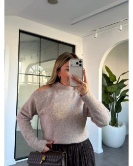 VİZON OMUZ DETAYLI KAZAK