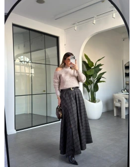 VİZON OMUZ DETAYLI KAZAK