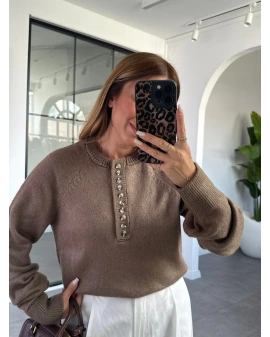 VİZON PATLI DÜĞMELİ KAZAK