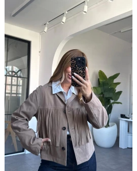 VİZON PÜSKÜL DETAYLI SÜET CEKET