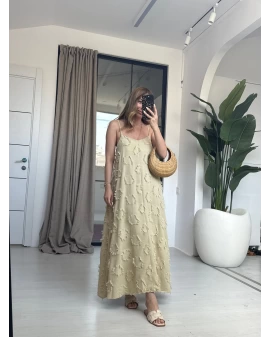YEŞİL PÜSKÜL ELBİSE