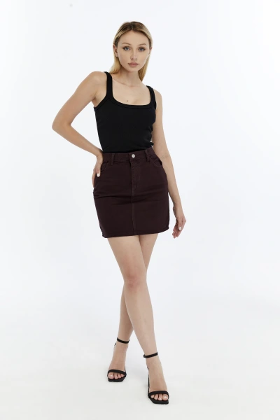 MÜRDÜM DENİM MİNİ ETEK