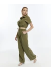 HAKİ CROP KETEN PANTALON TAKIM