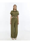 HAKİ CROP KETEN PANTALON TAKIM
