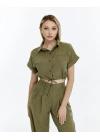 HAKİ CROP KETEN PANTALON TAKIM