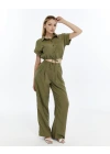 HAKİ CROP KETEN PANTALON TAKIM