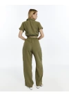 HAKİ CROP KETEN PANTALON TAKIM