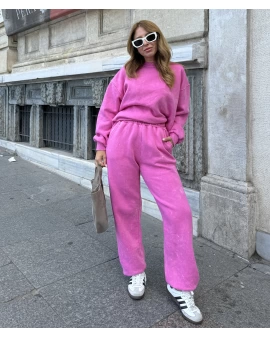 Pembe Yıkamalı Oversize Eşofman Takım