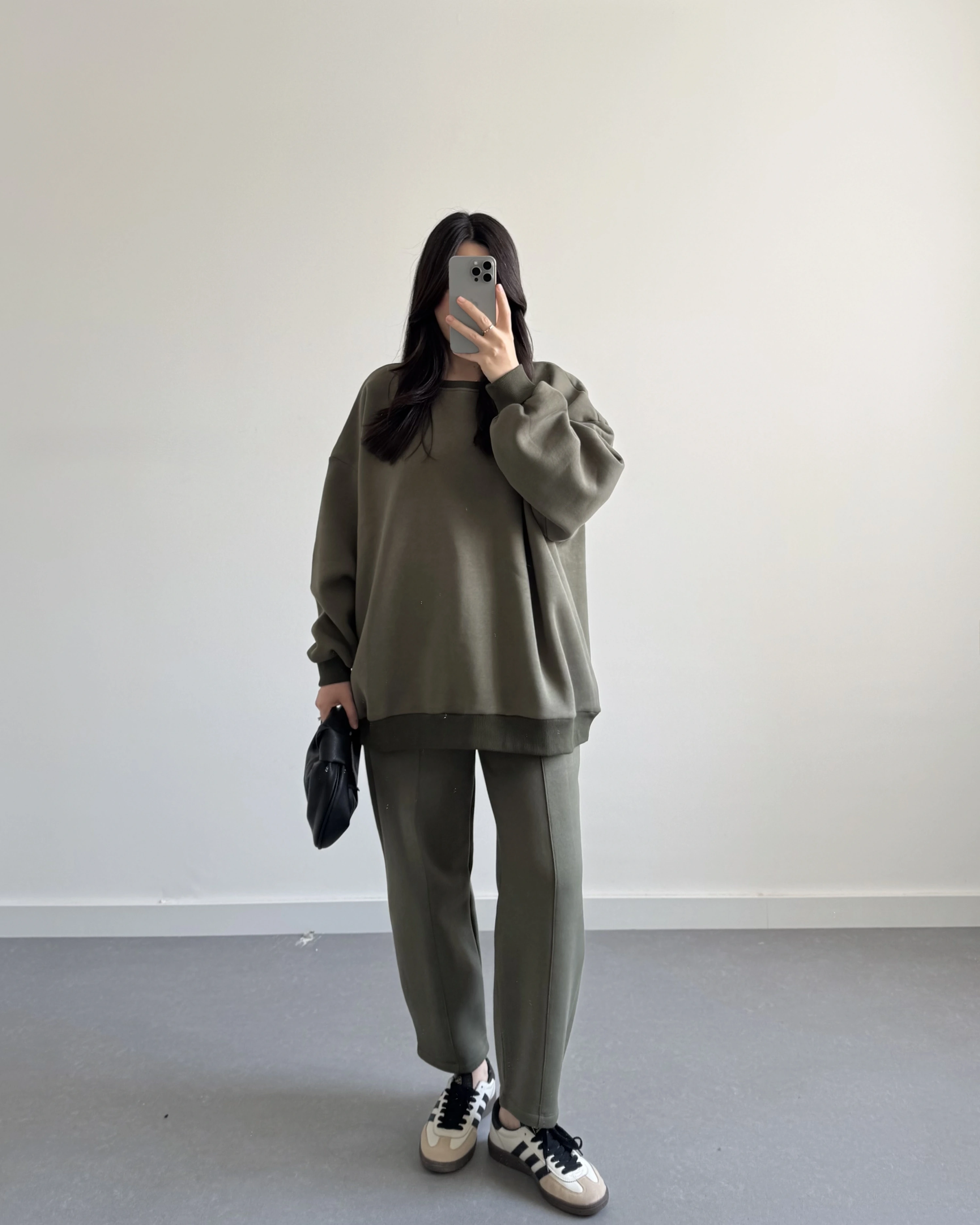 3 İPLİK ŞARDONLU PREMİUM SWEAT TAKIM HAKİ