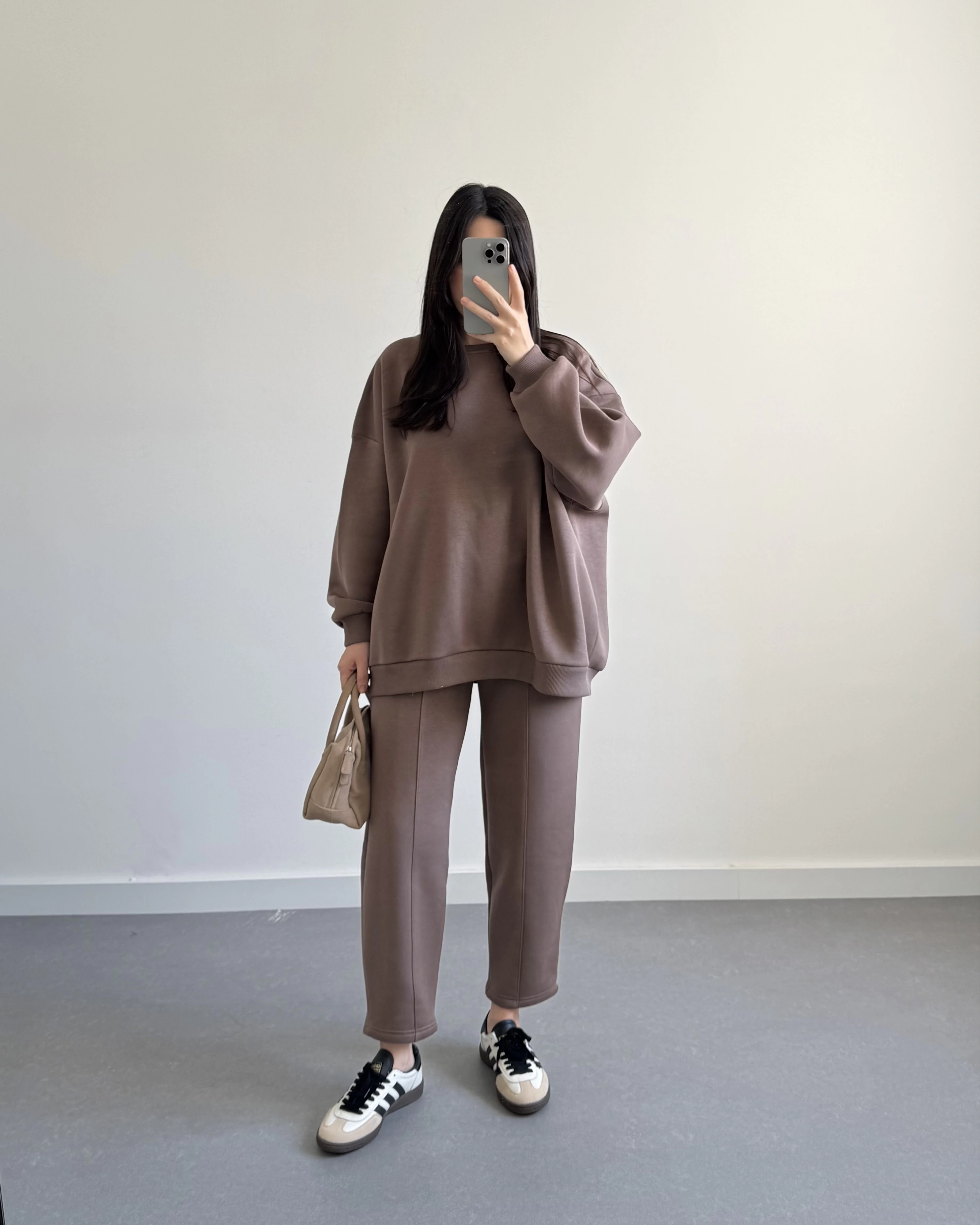 3 İPLİK ŞARDONLU PREMİUM SWEAT TAKIM KAHVE