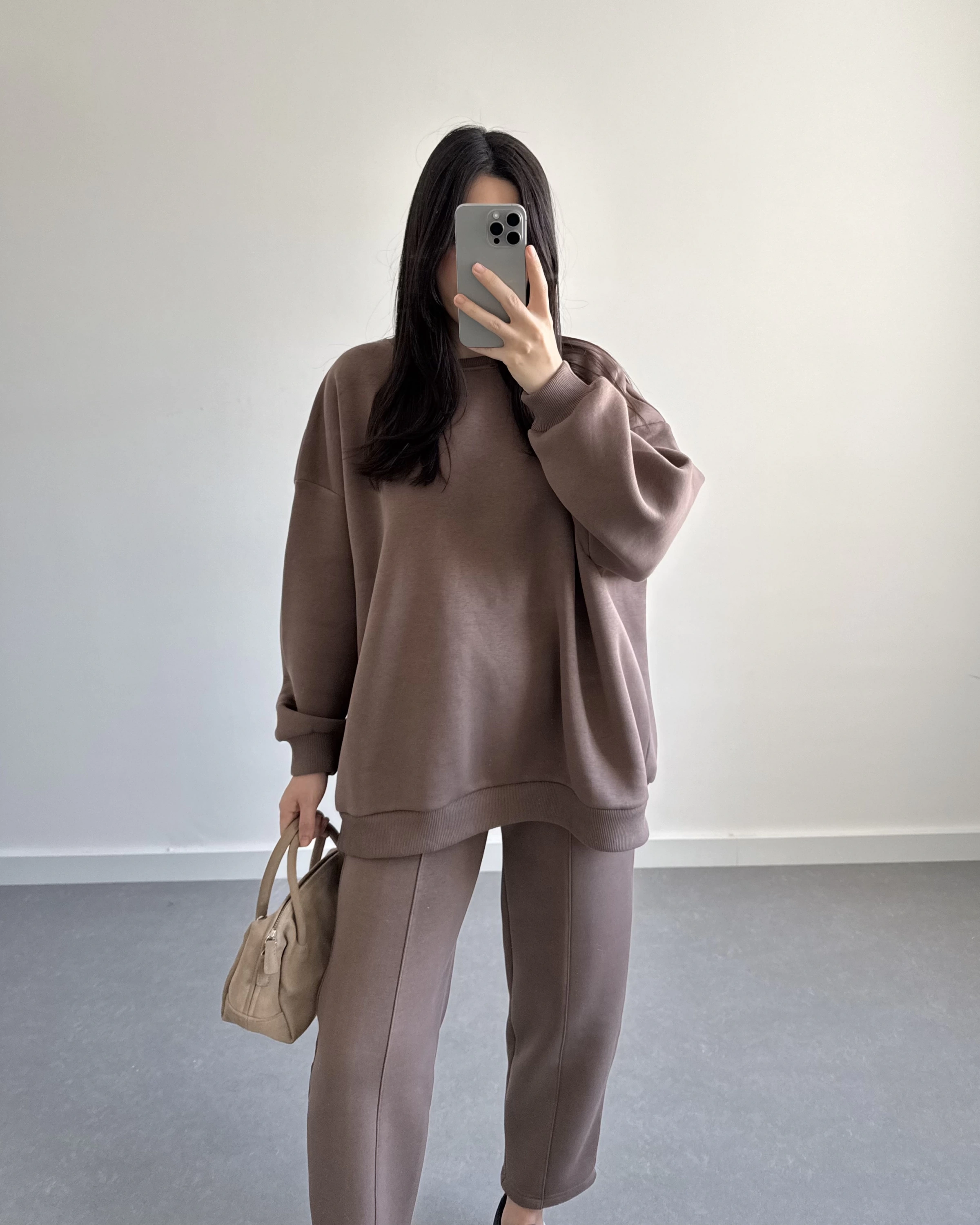 3 İPLİK ŞARDONLU PREMİUM SWEAT TAKIM KAHVE