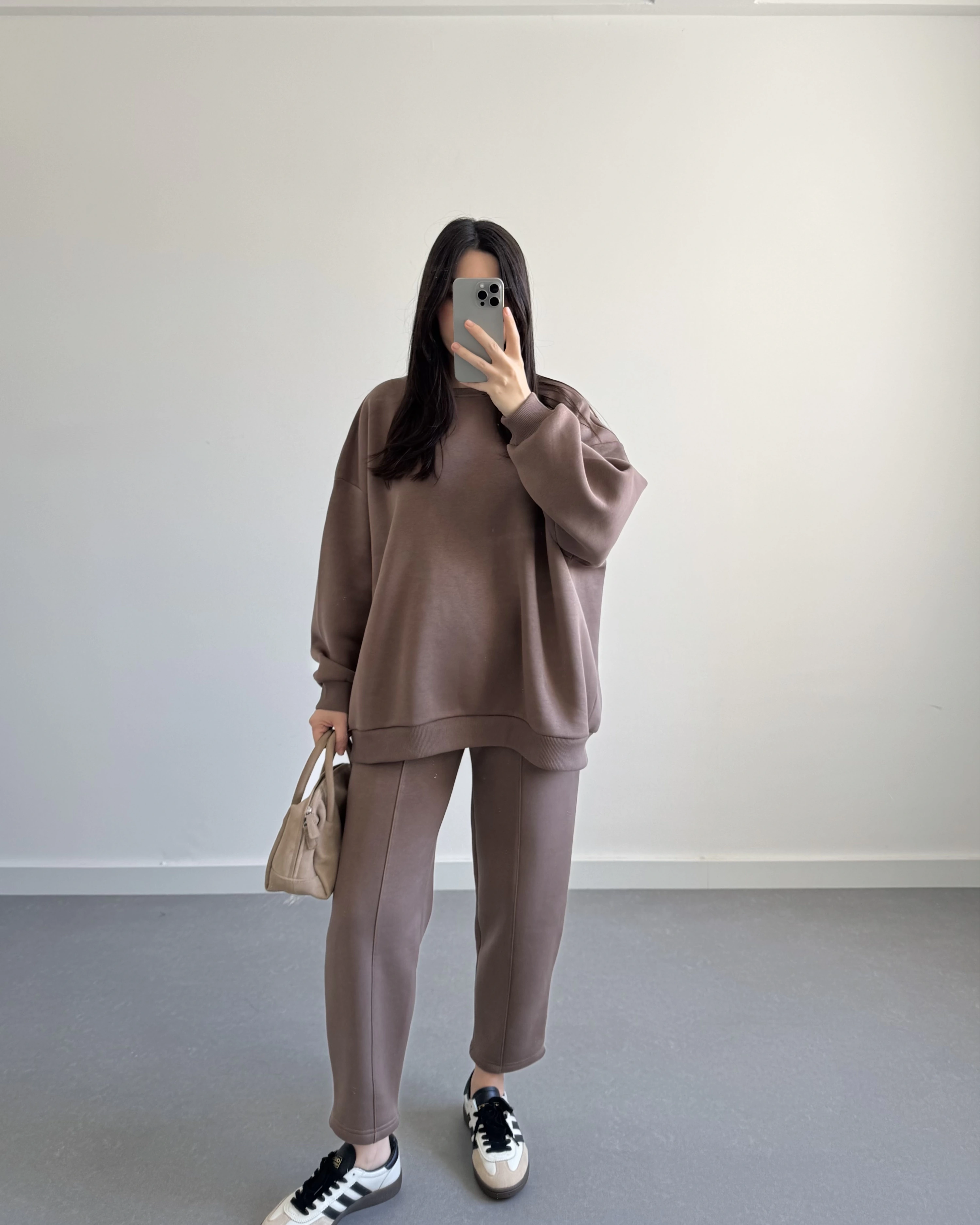 3 İPLİK ŞARDONLU PREMİUM SWEAT TAKIM KAHVE