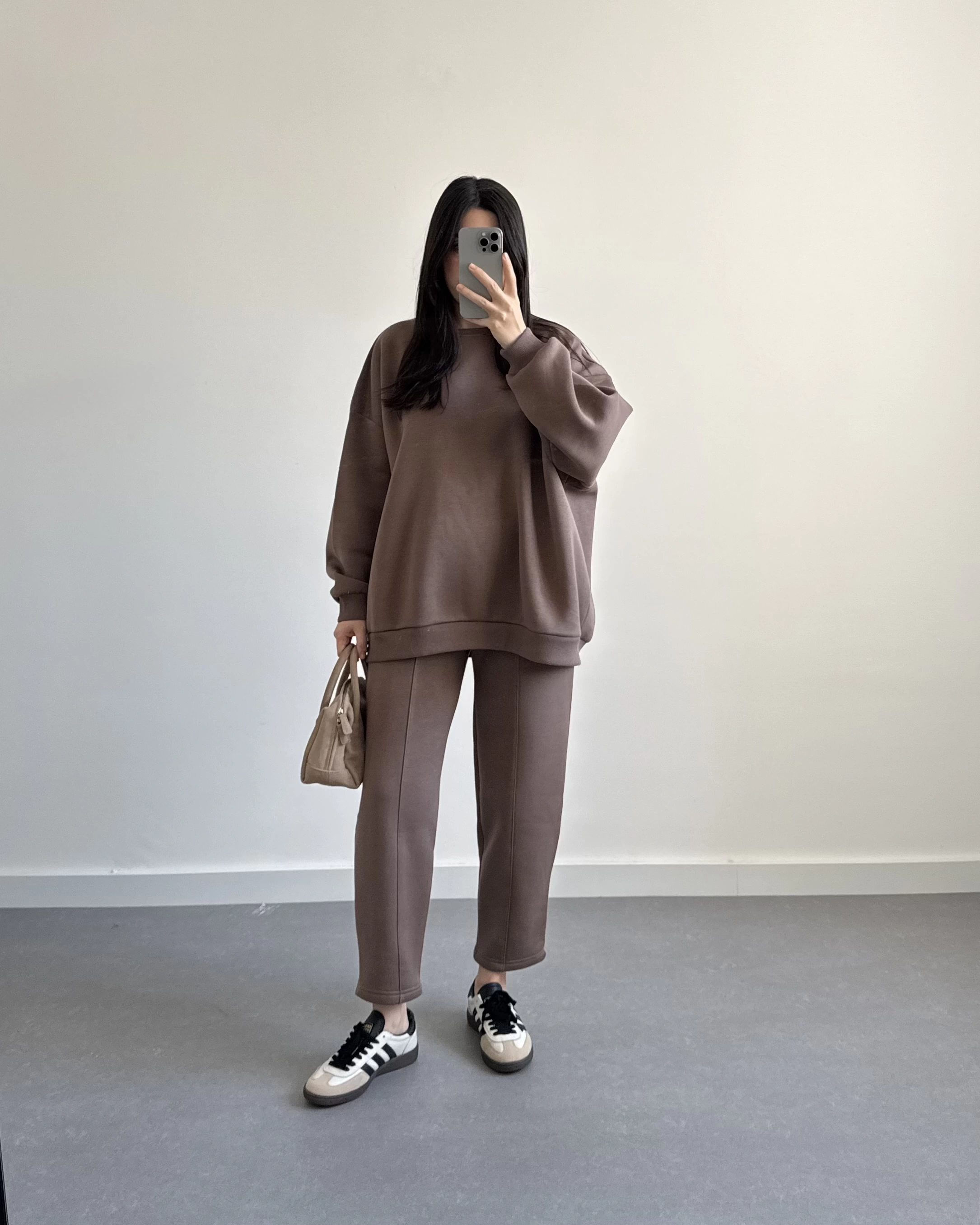 3 İPLİK ŞARDONLU PREMİUM SWEAT TAKIM KAHVE