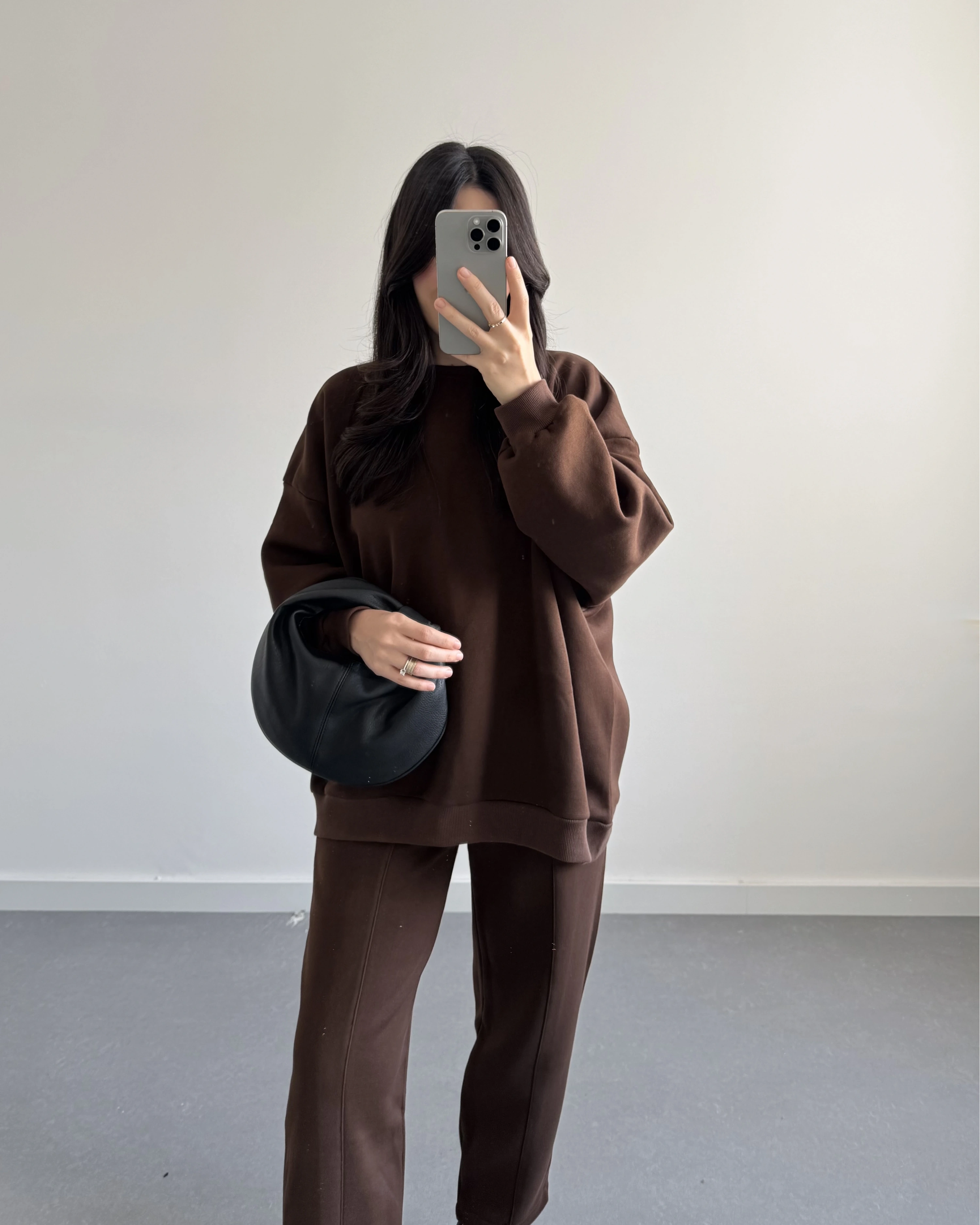 3 İPLİK ŞARDONLU PREMİUM SWEAT TAKIM KAHVE