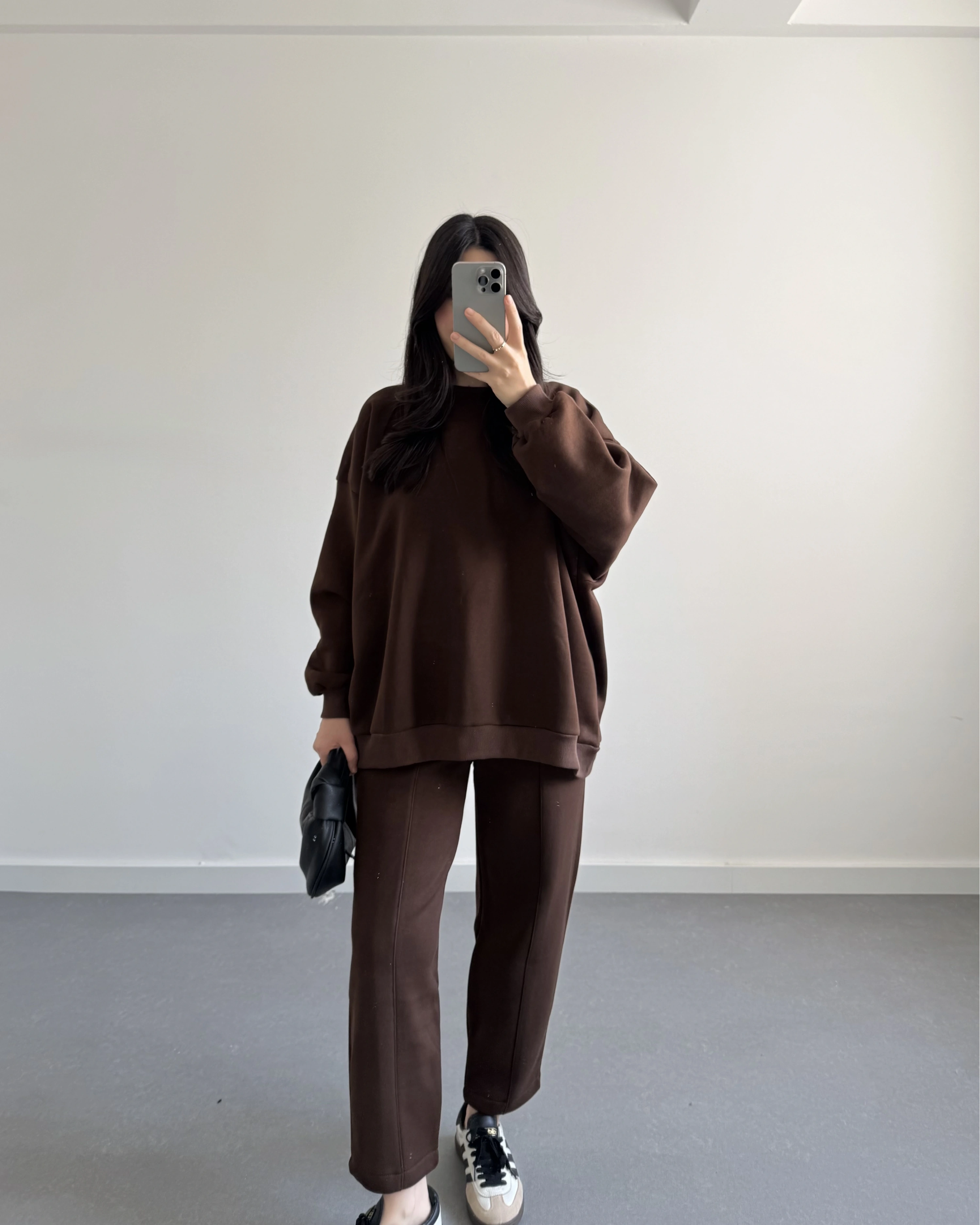 3 İPLİK ŞARDONLU PREMİUM SWEAT TAKIM KAHVE