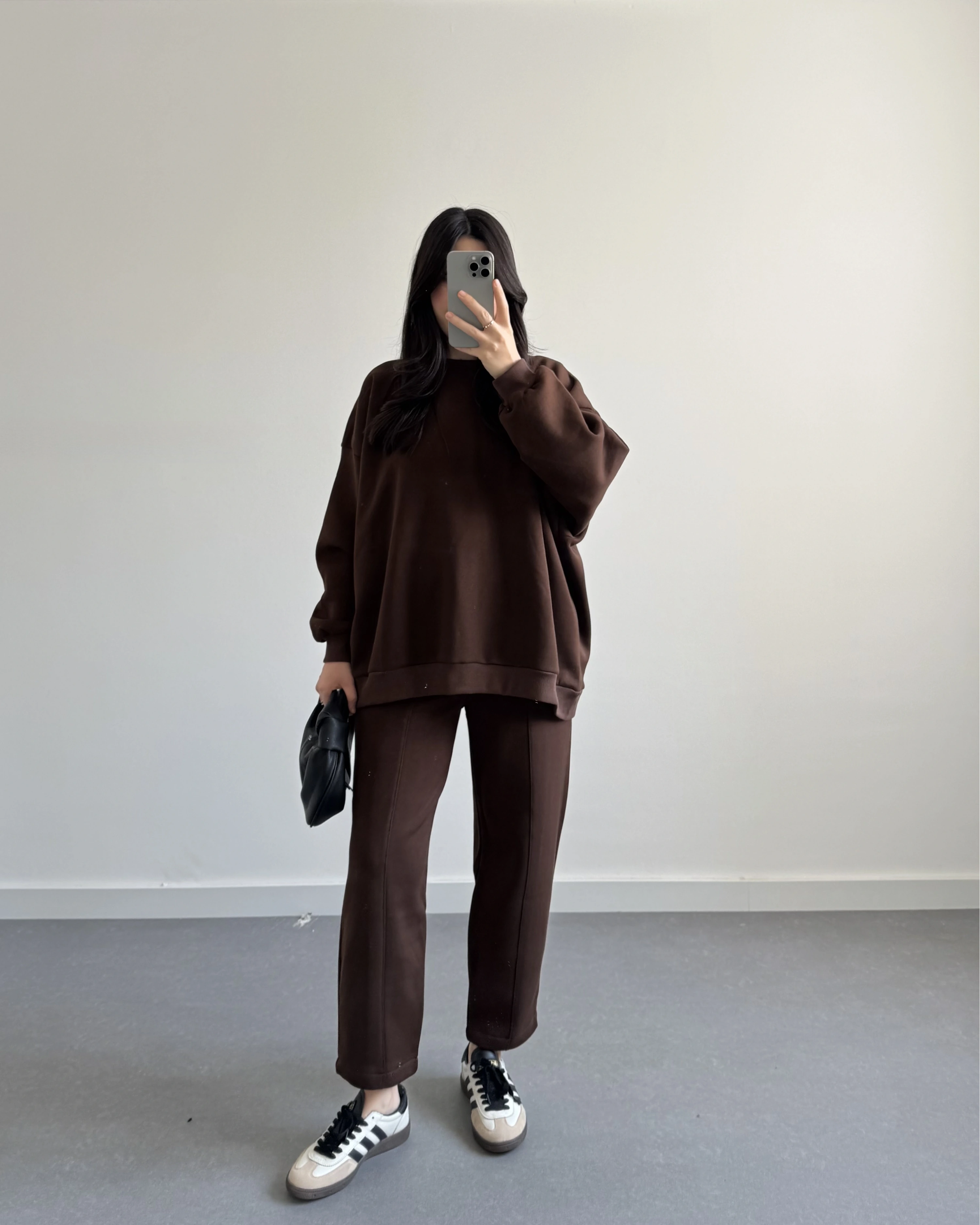 3 İPLİK ŞARDONLU PREMİUM SWEAT TAKIM KAHVE