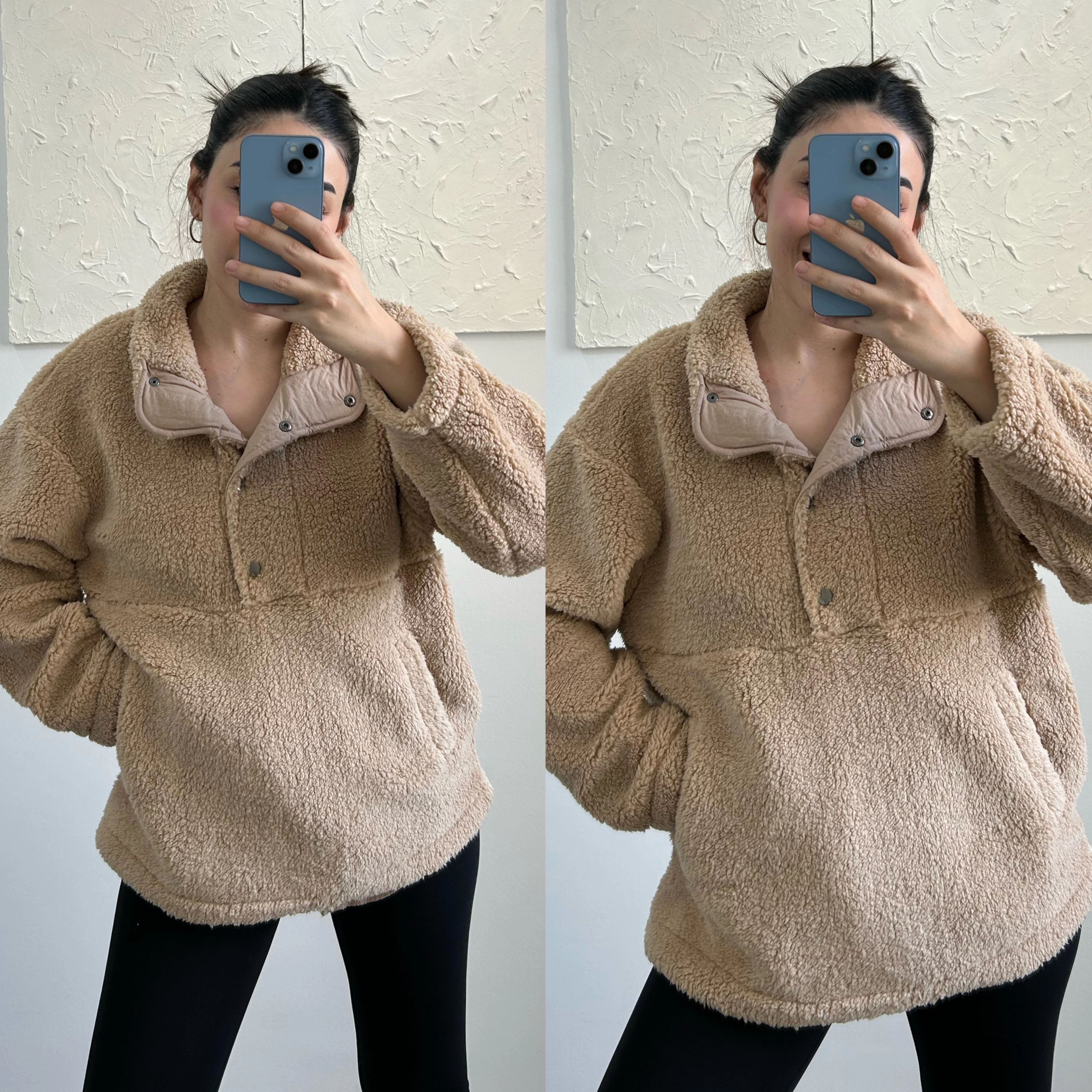 Peluş camel sweatshirt