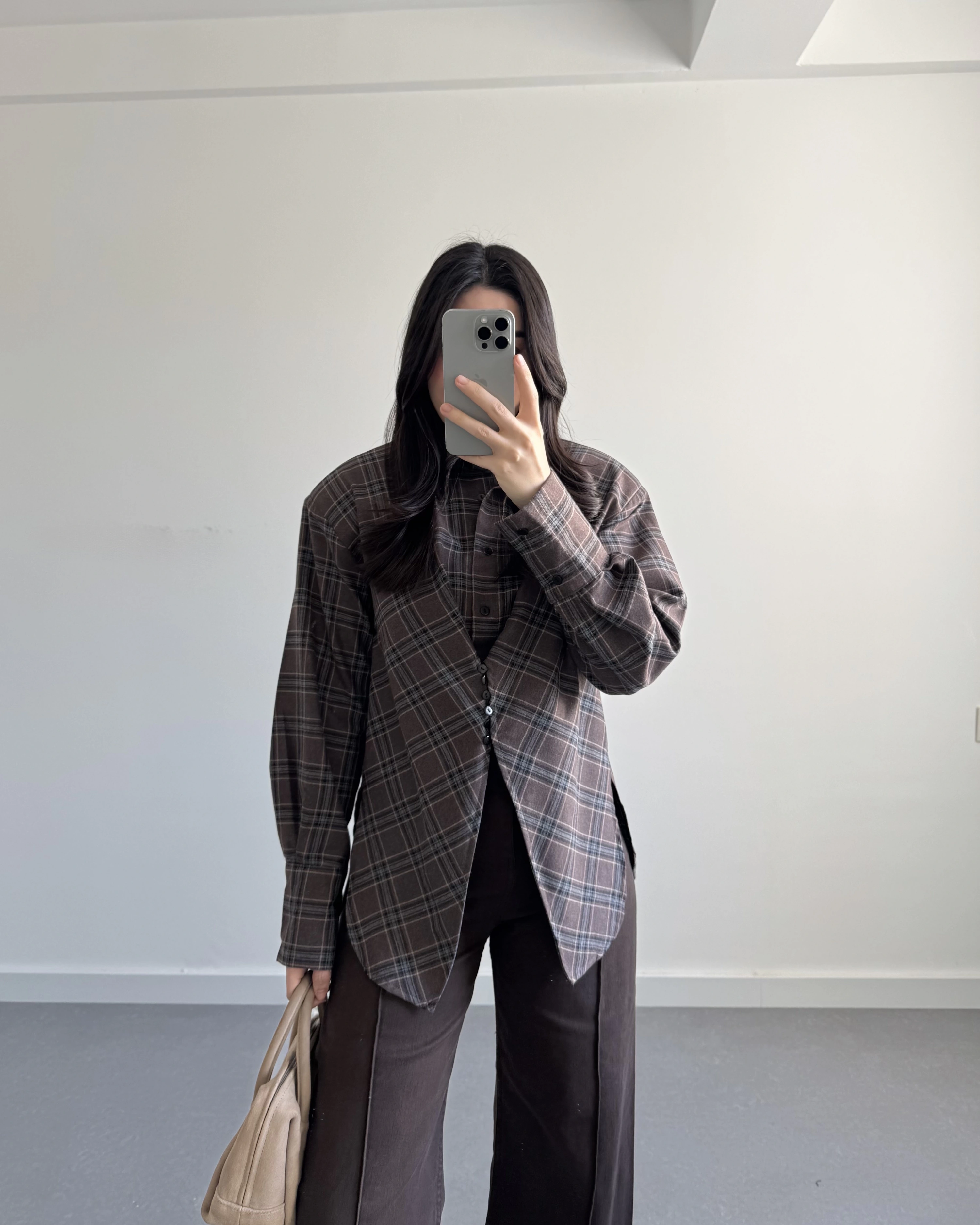 EKOSE DESEN VATKALI GÖMLEK KAHVE