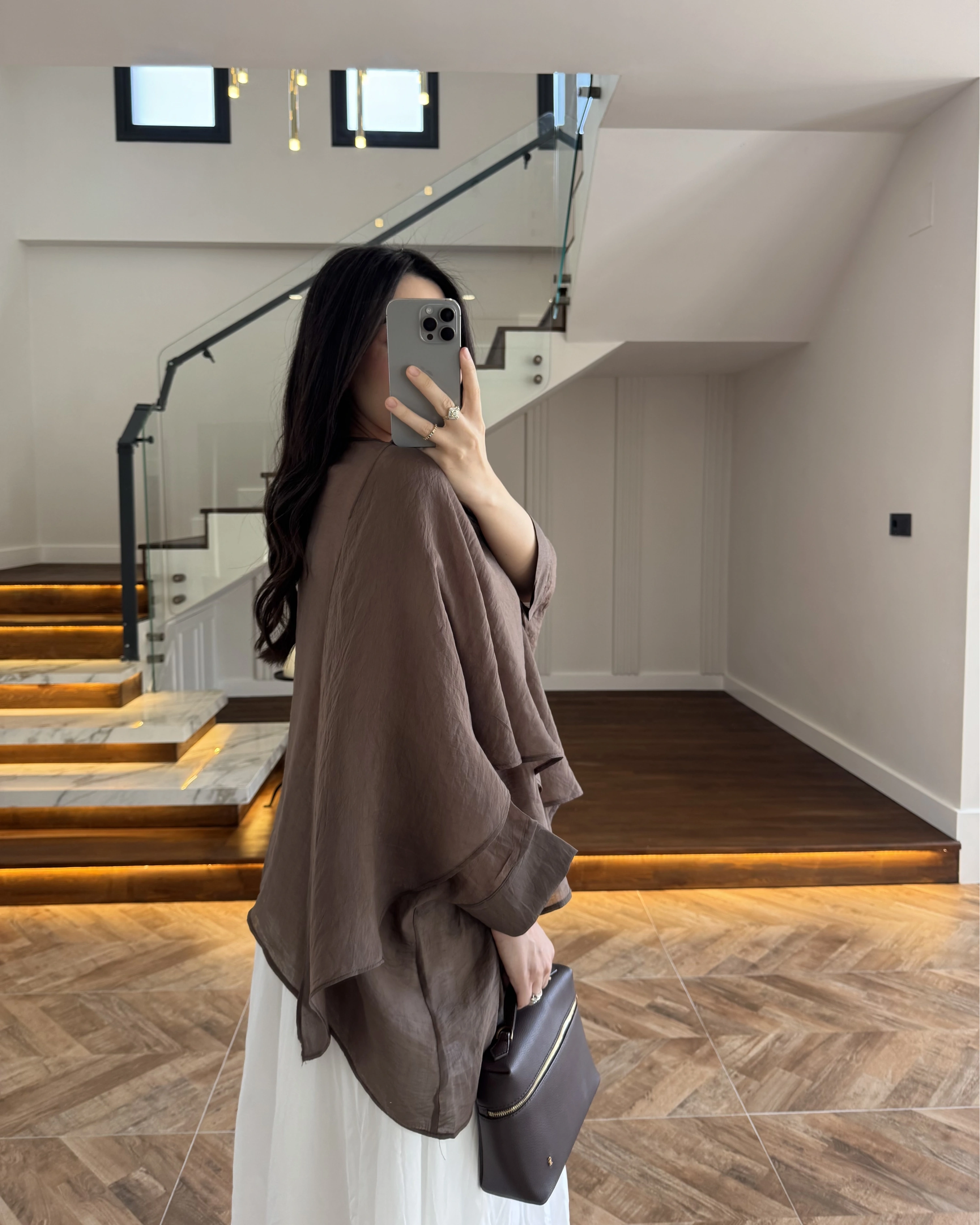 KARGOLAMA 15 ŞUBAT KAHVE UÇUŞAN PELERİN BLUZ -5026