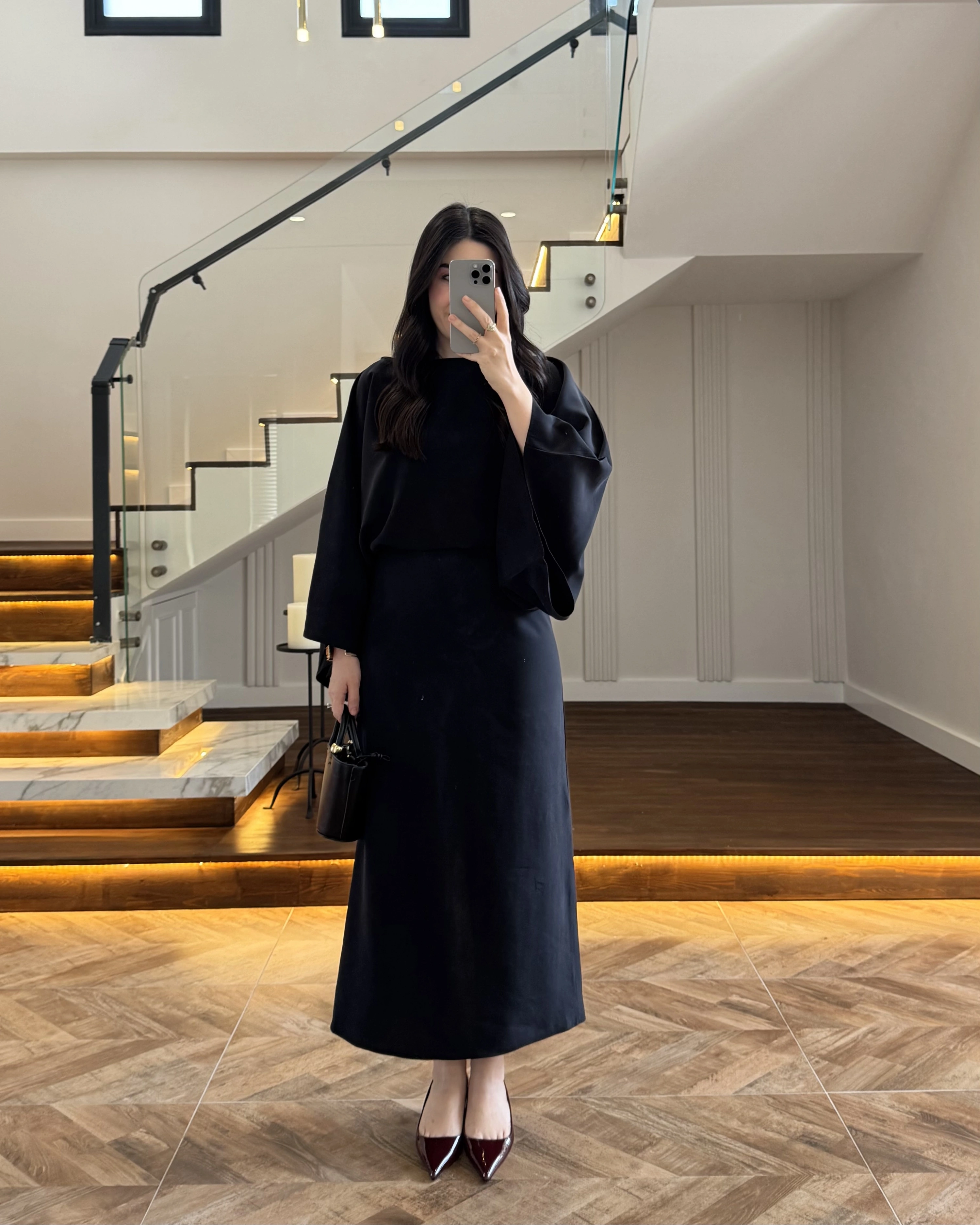 SİYAH YARIM KOL ELBİSE-5000