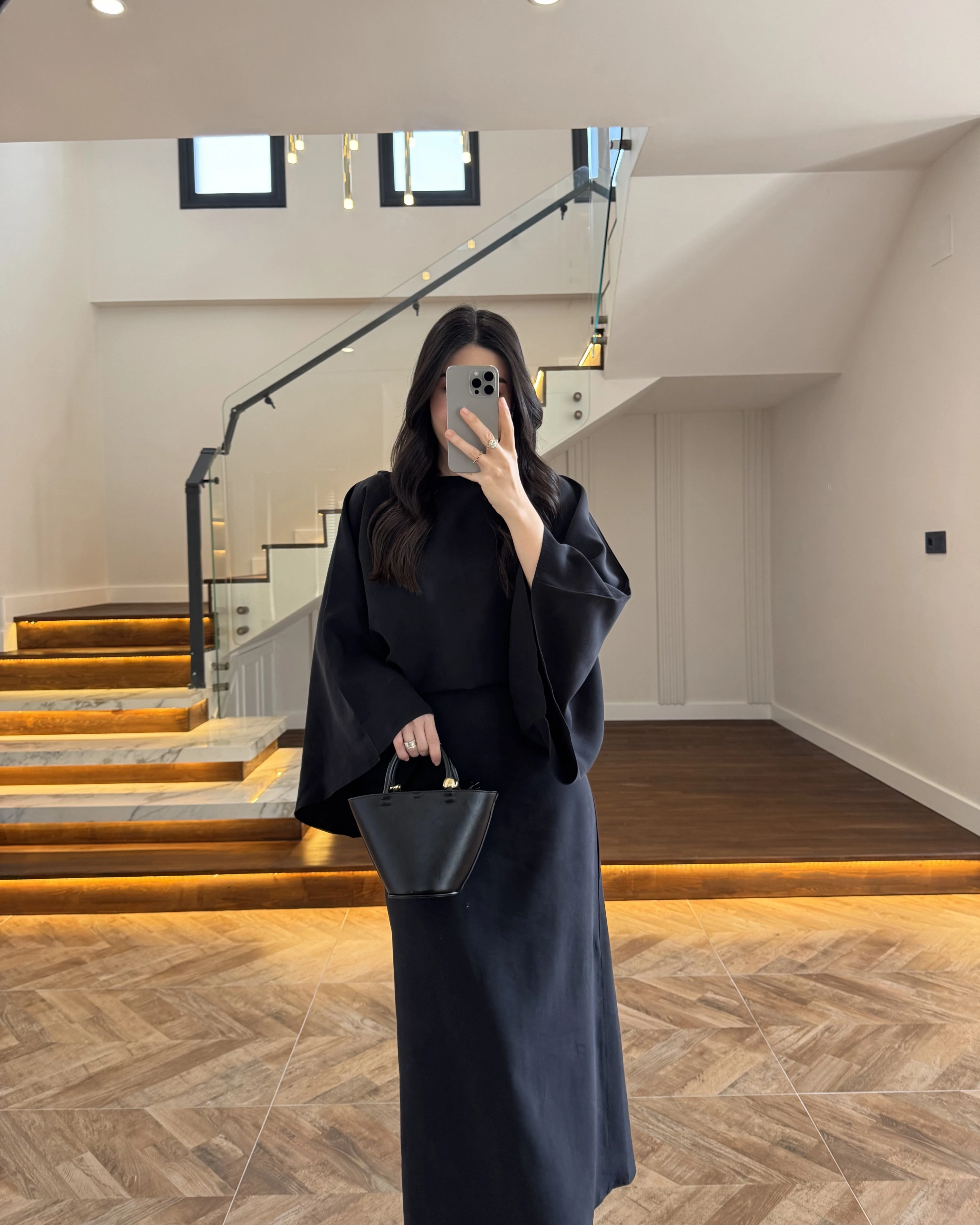 SİYAH YARIM KOL ELBİSE-5000