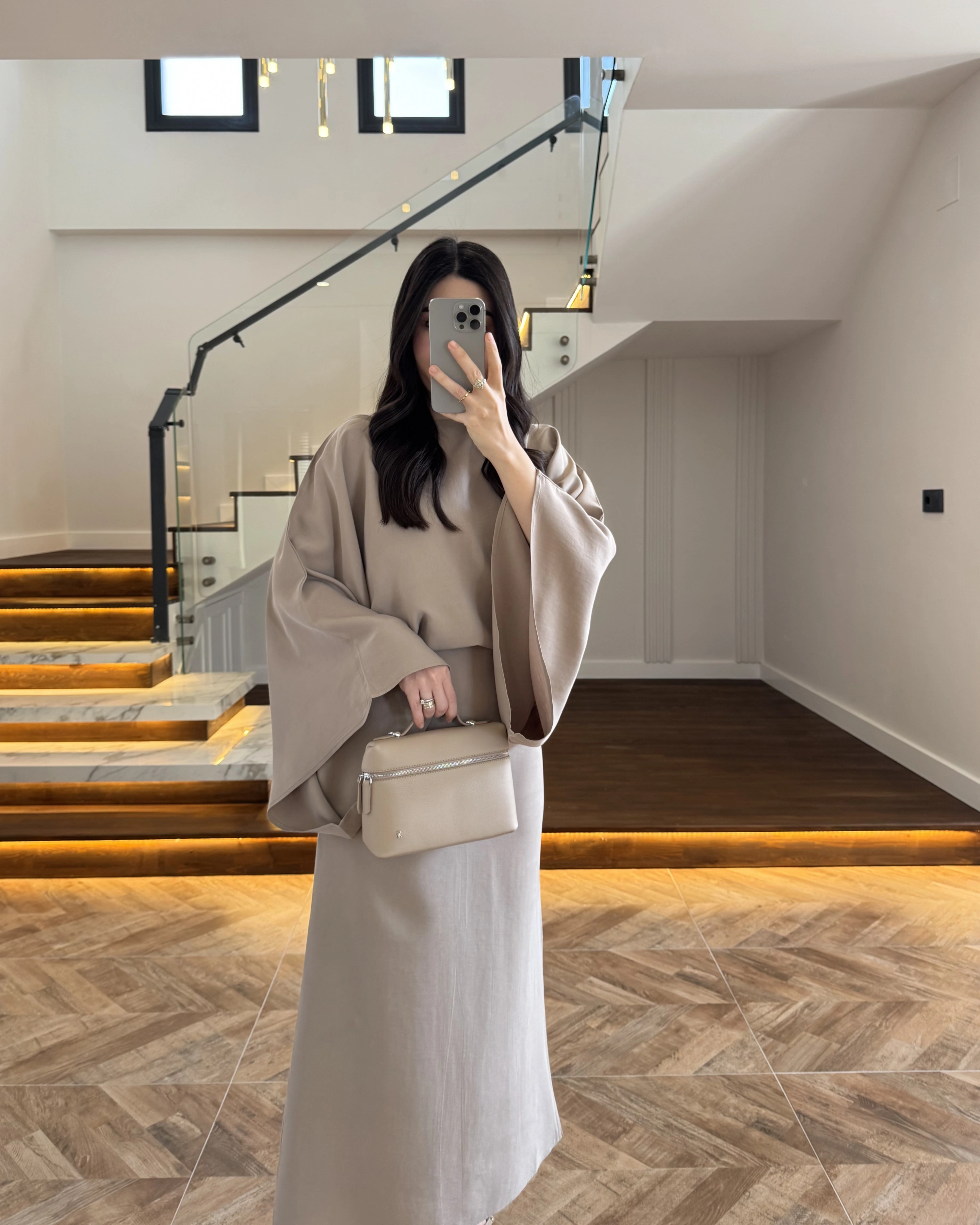 BEJ YARIM KOL ELBİSE-5000