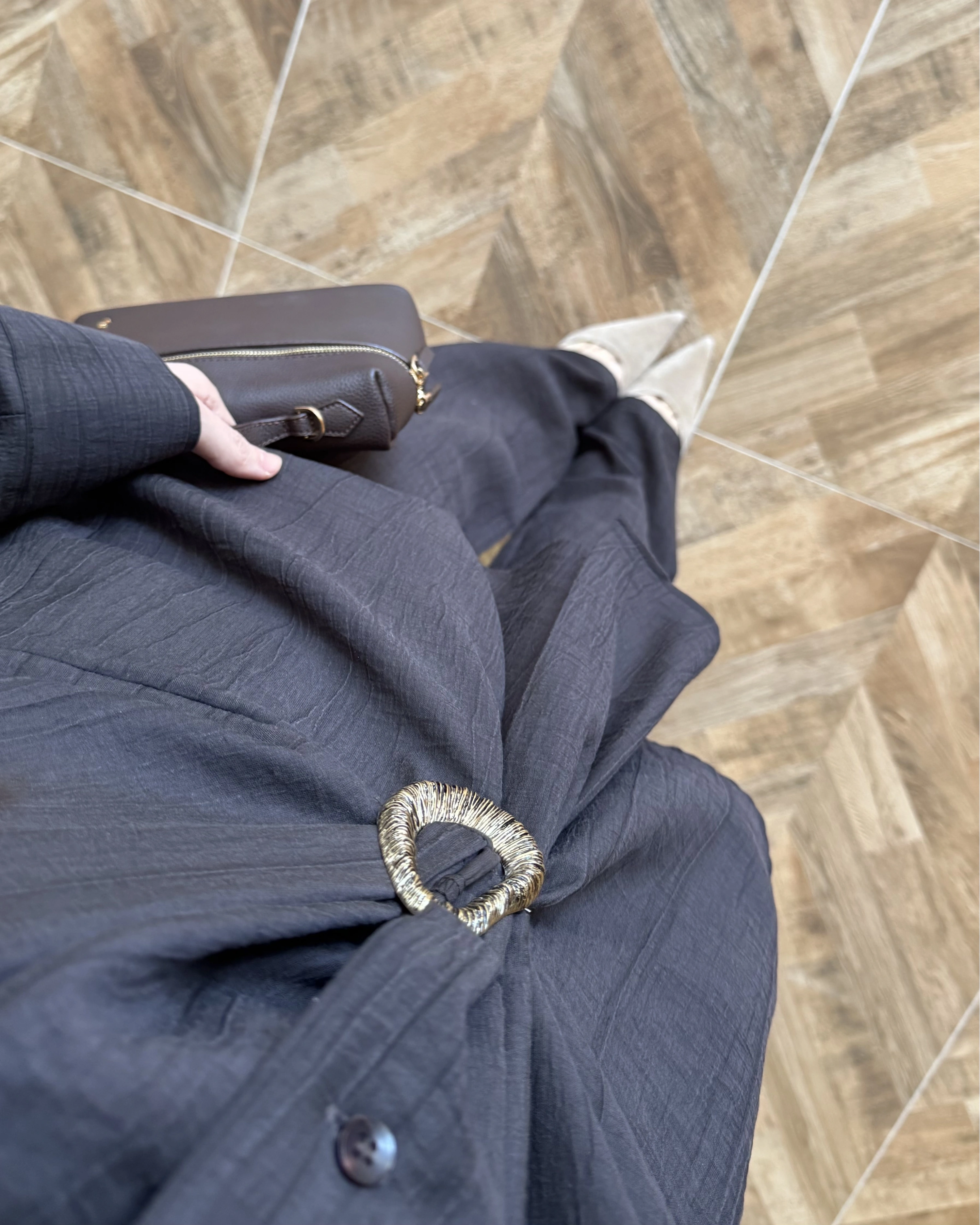 KAHVE TOKALI GÖMLEK PANTOLON TAKIM - 51234