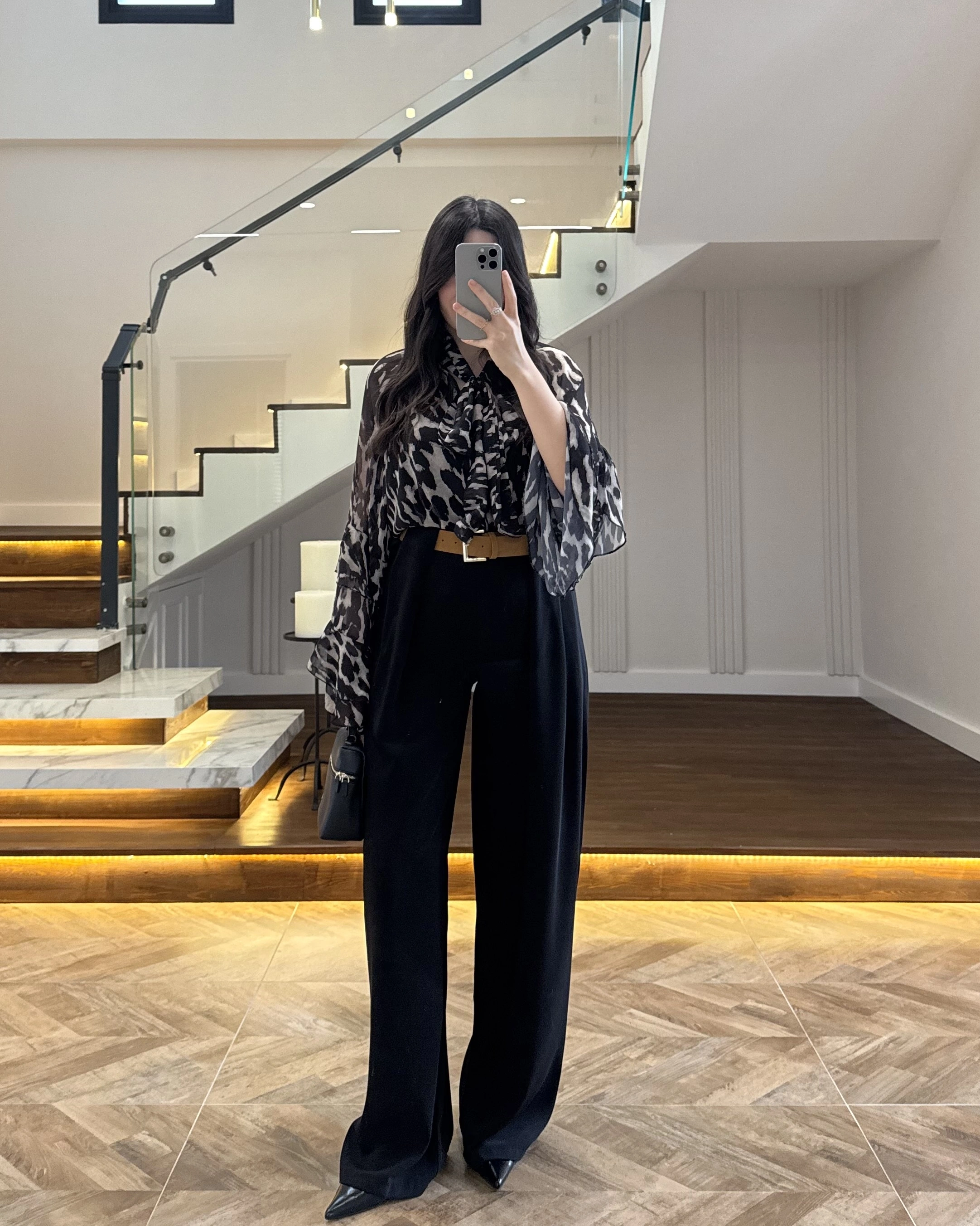 ( ÖN SİPARİŞ ) SİYAH KÖPRÜ DETAYLI PALAZZO PANTOLON-3855