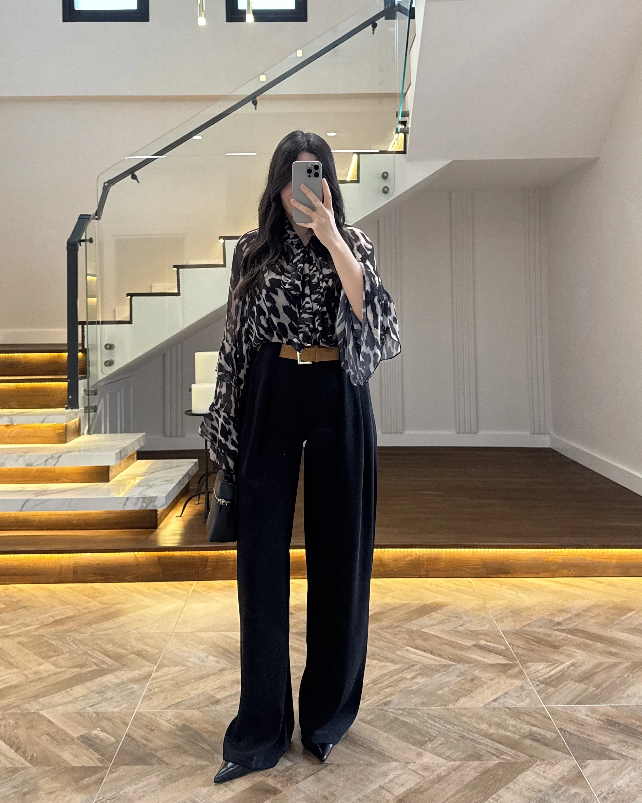 ( ÖN SİPARİŞ ) SİYAH KÖPRÜ DETAYLI PALAZZO PANTOLON-3855