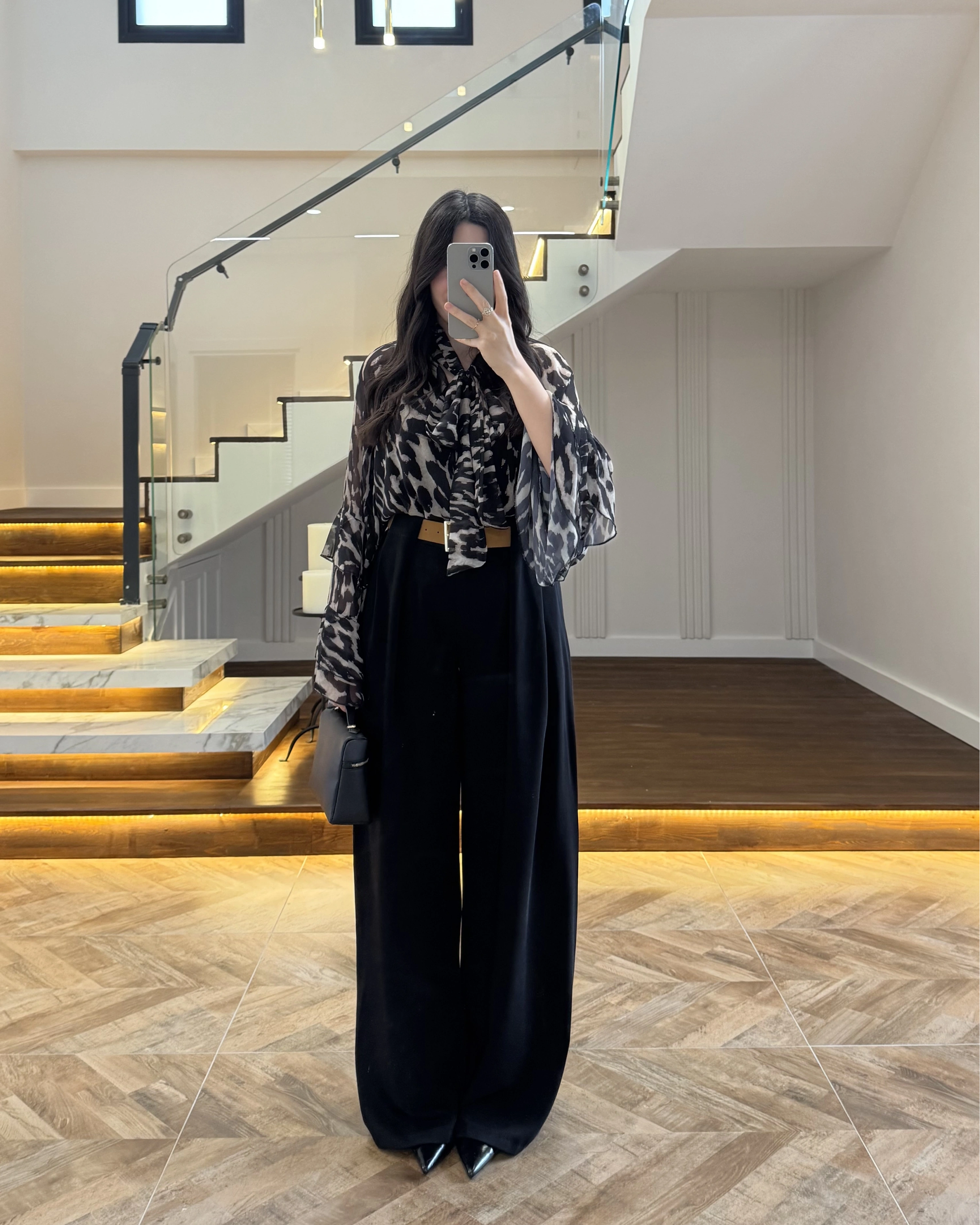 ( ÖN SİPARİŞ ) SİYAH KÖPRÜ DETAYLI PALAZZO PANTOLON-3855