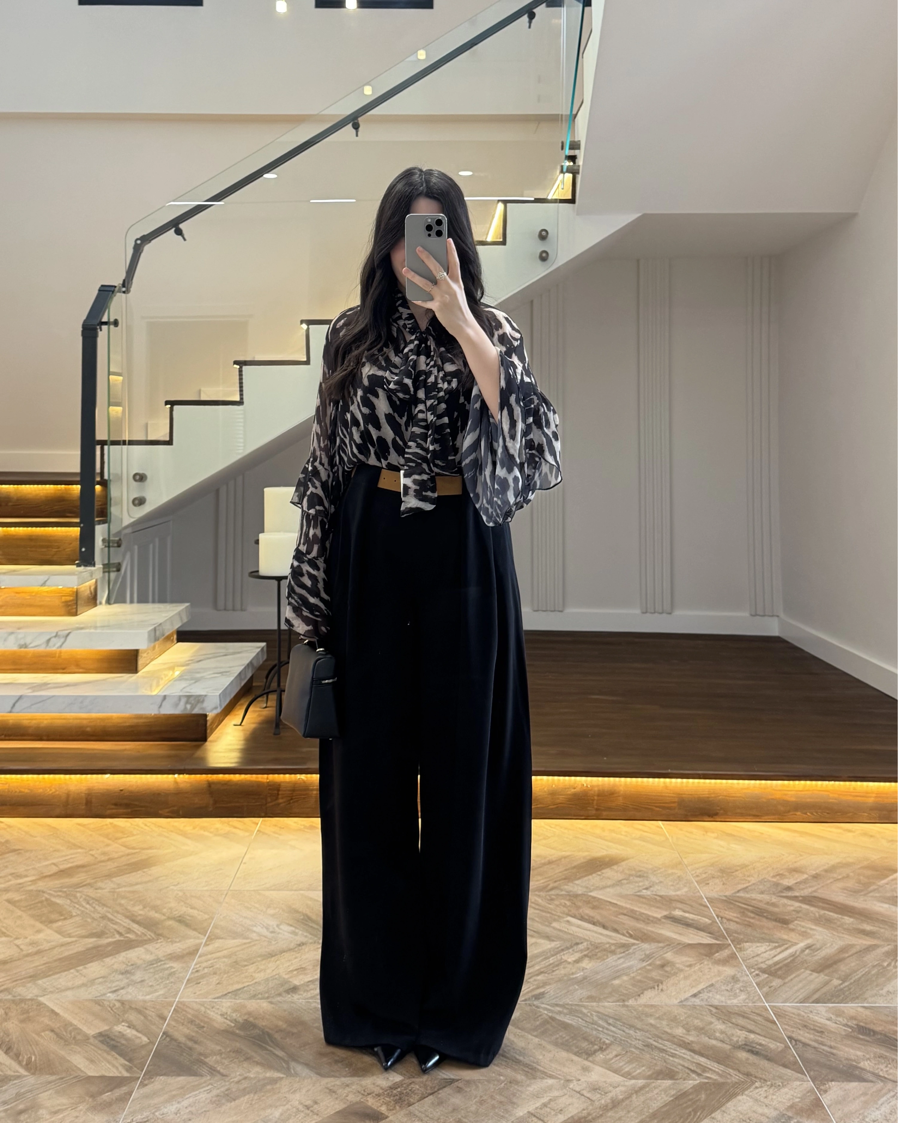 ( ÖN SİPARİŞ ) SİYAH KÖPRÜ DETAYLI PALAZZO PANTOLON-3855